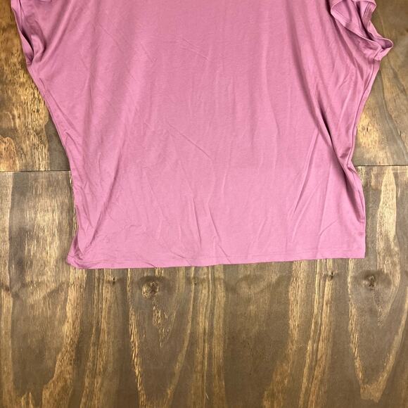 Uniqlo Womens Shirt Pink Drape Short Sleeve Seamless Boat Neck Modal Blend XL - Picture 3 of 12